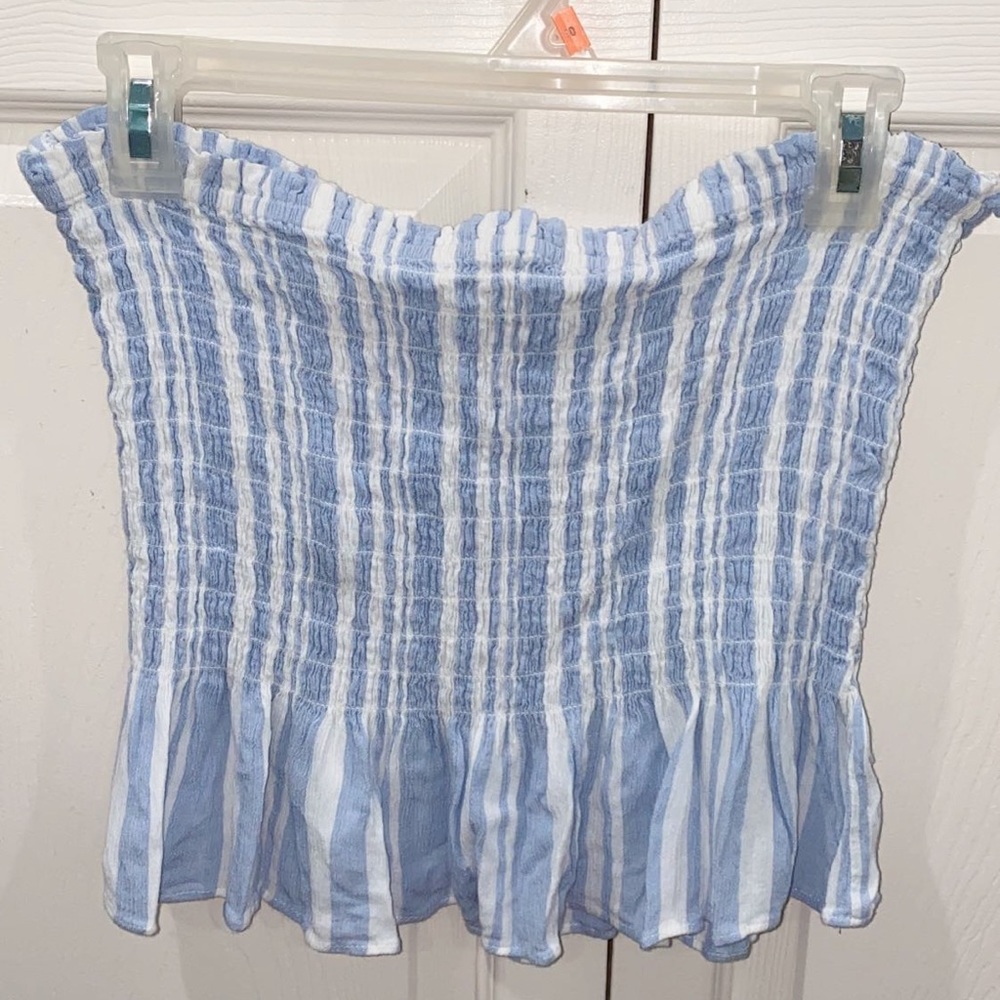 light blue & white tube top